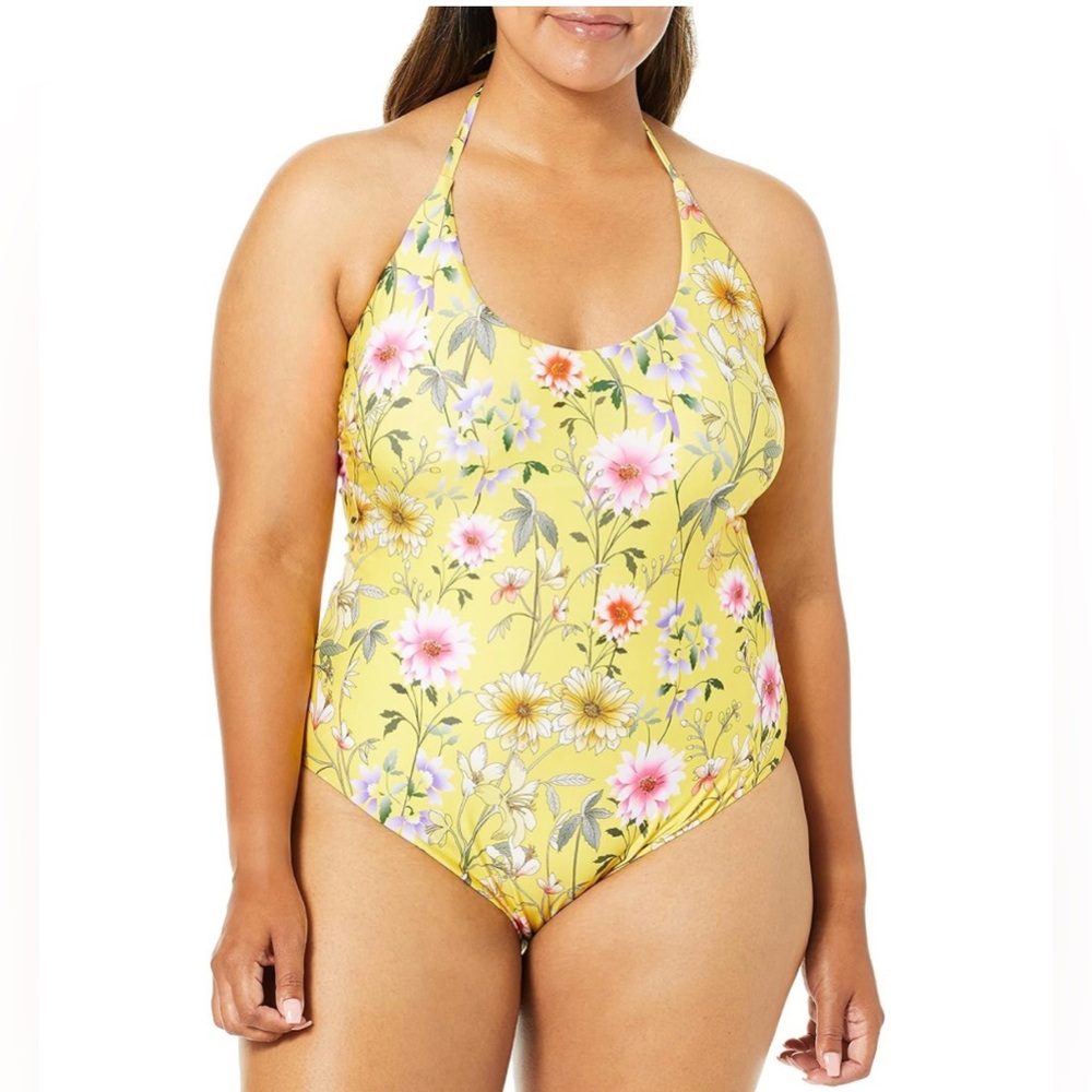 🌼🌸Lucky Brand Womens Floral yellow One Piece Swimsuit Women’s Size 3X NEW🌸🌼